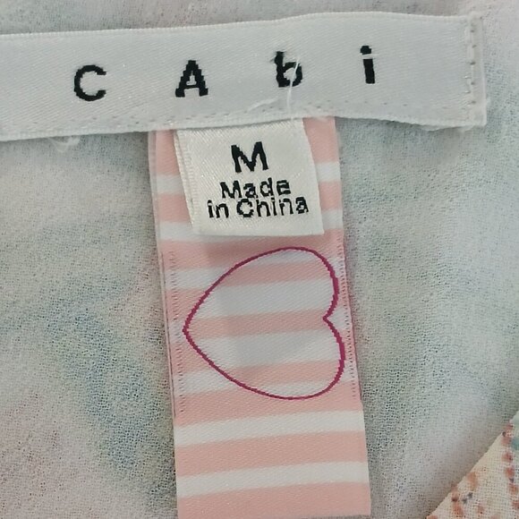 HEART OF CABI MOSAIC PRINT, SHADES OF BLUE AND PINK,  TOP BLOUSE, LINED, SIZE M - Picture 2 of 9